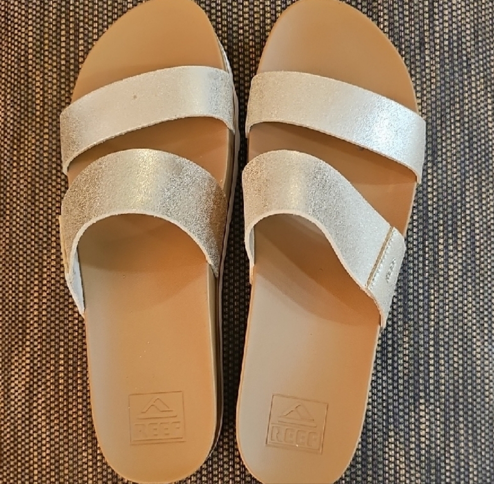 Reef Women's Dual Strap Slide Sandals in Metallic